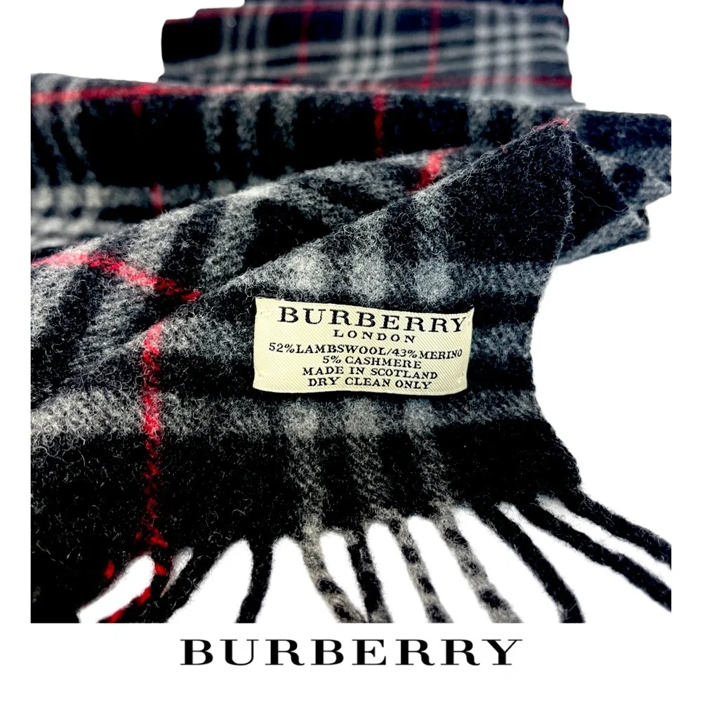 Burberry Black, Gray & Red Scarf!